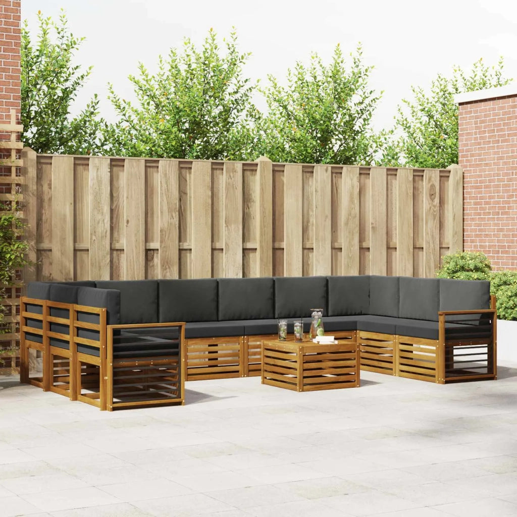 Set divano sezionale con cuscino 11 pcs Naturale e Antracite 3375612