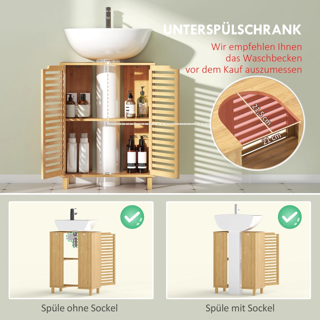 Mobile da Bagno con Ante a Lamelle ¨C Zephmum ¨C Legno di Bamb¨´ Naturale