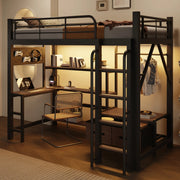 letto a castello metallo mdf nero 90 x 200 cm