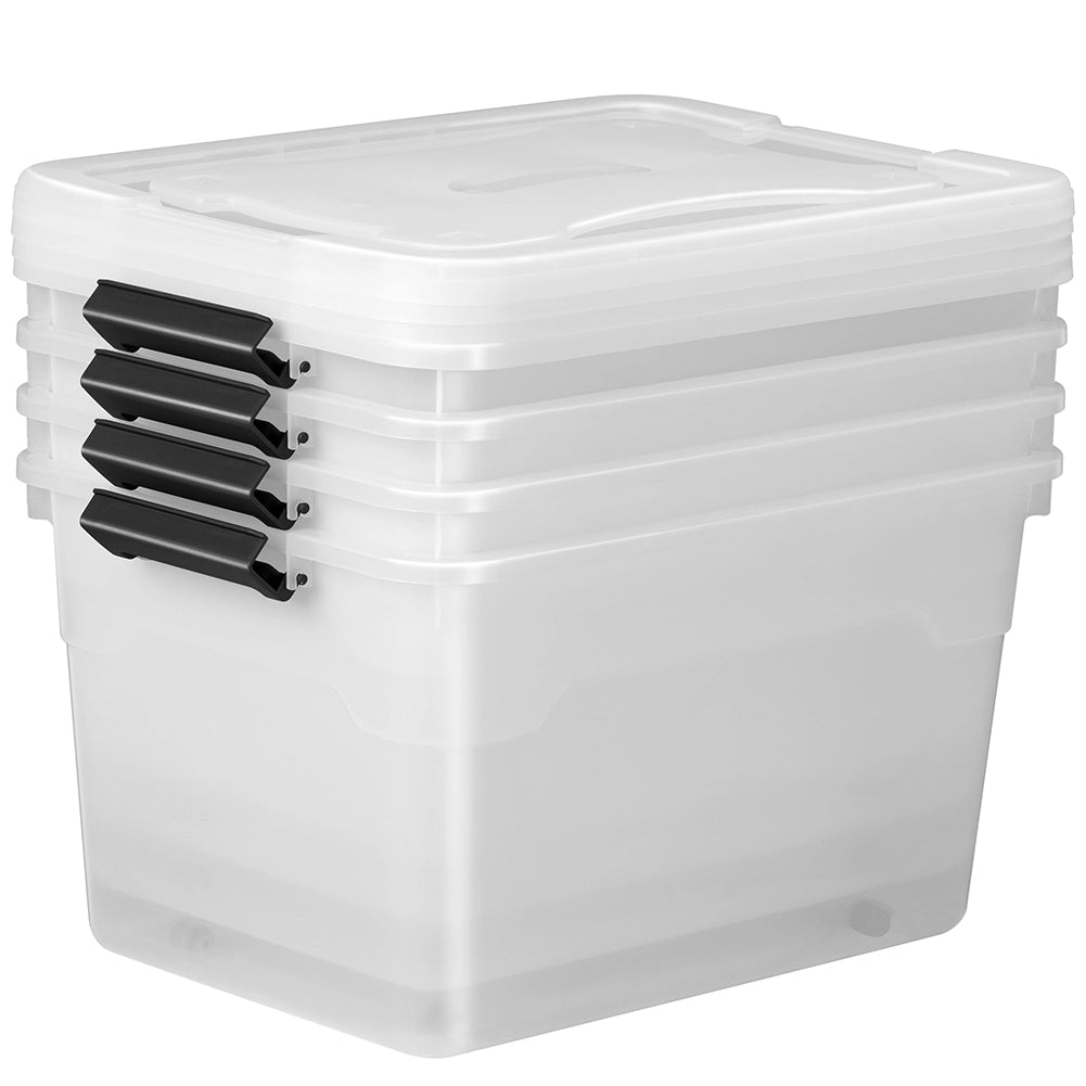 Set Scatole 4 x 45 L Portaoggetti in Plastica Cassetto Contenitore Salvaspazio