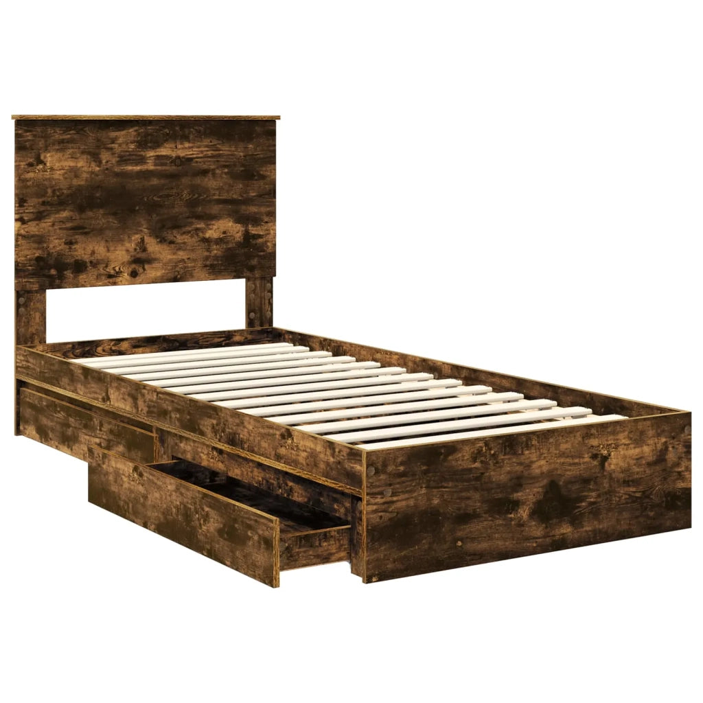 Letto con Contenitore Rovere fumé 90 x 200 cm Legno multistrato