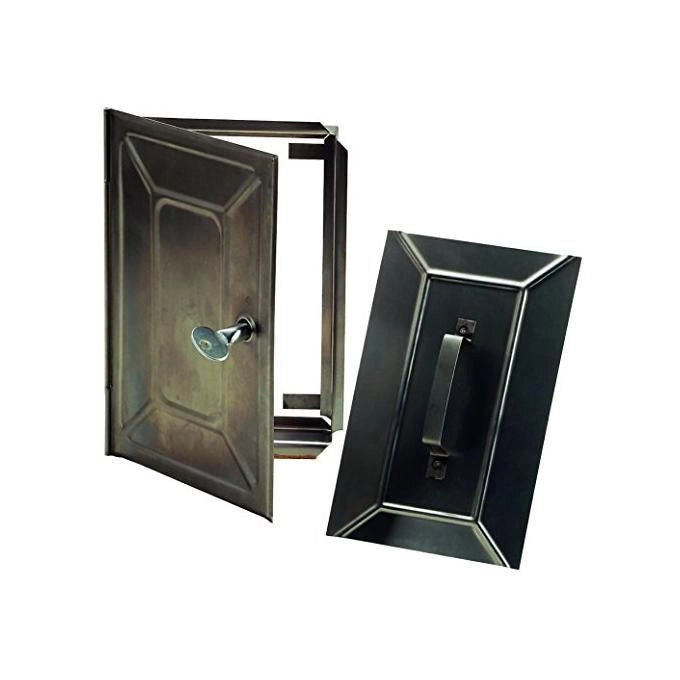 Officine Tofolutti 27760-30 Portina di Ispezione per Camino Doppia in Acciaio Inox con Chiusura di Sicurezza e Chiave 155x235 mm colore Nero