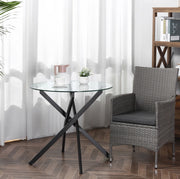 Tavolino rotondo in vetro temperato nero 80x80x75 cm con struttura in metallo
