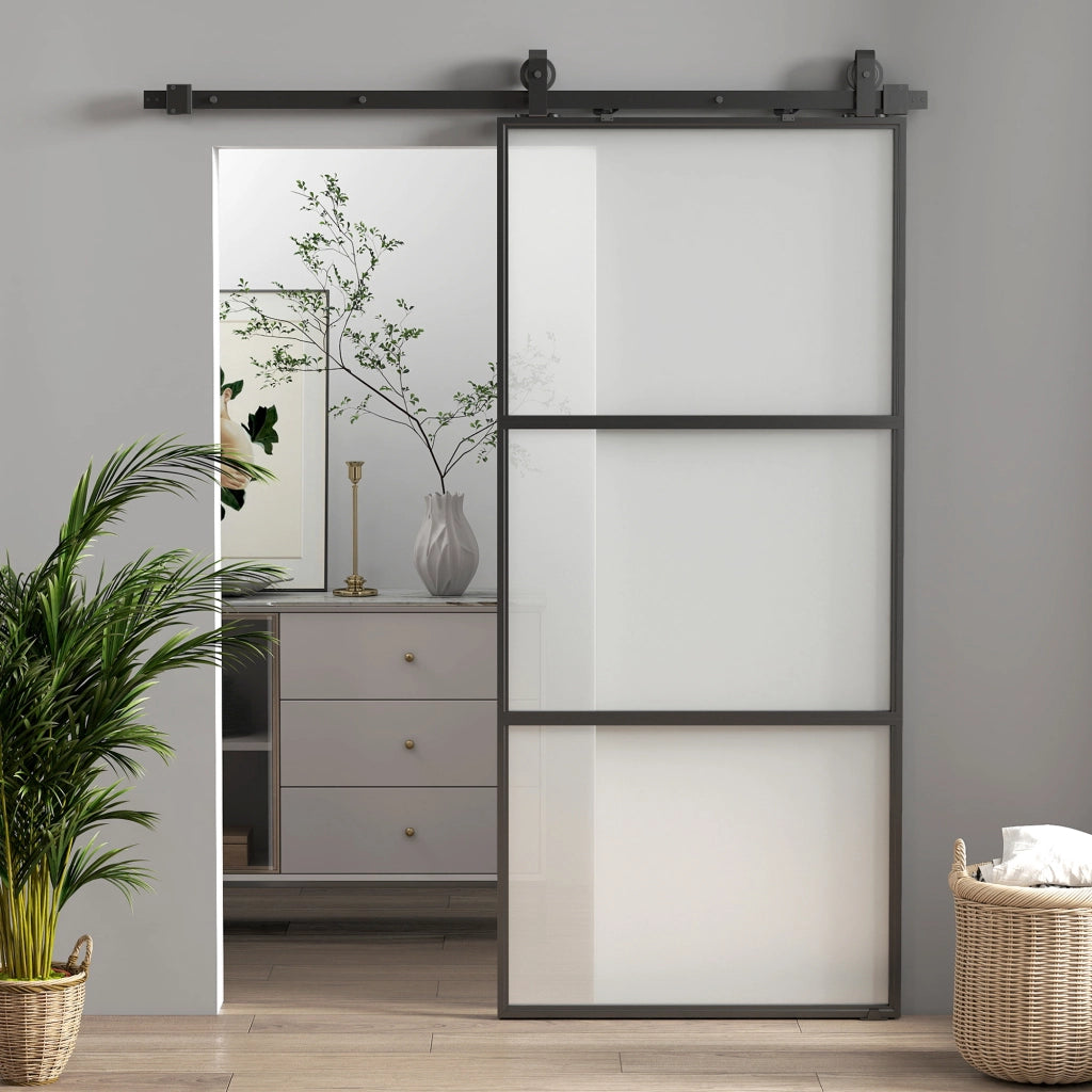 Anta scorrevole con vetro smerigliato ¨C Minimal ¨C Nero