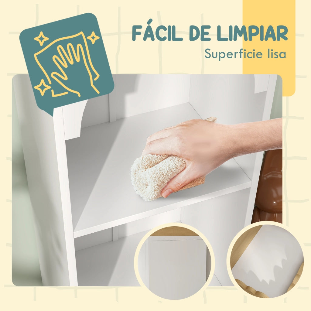 Libreria per Bambini a 3 Livelli ¨C zephmum ¨C Bianco e Naturale