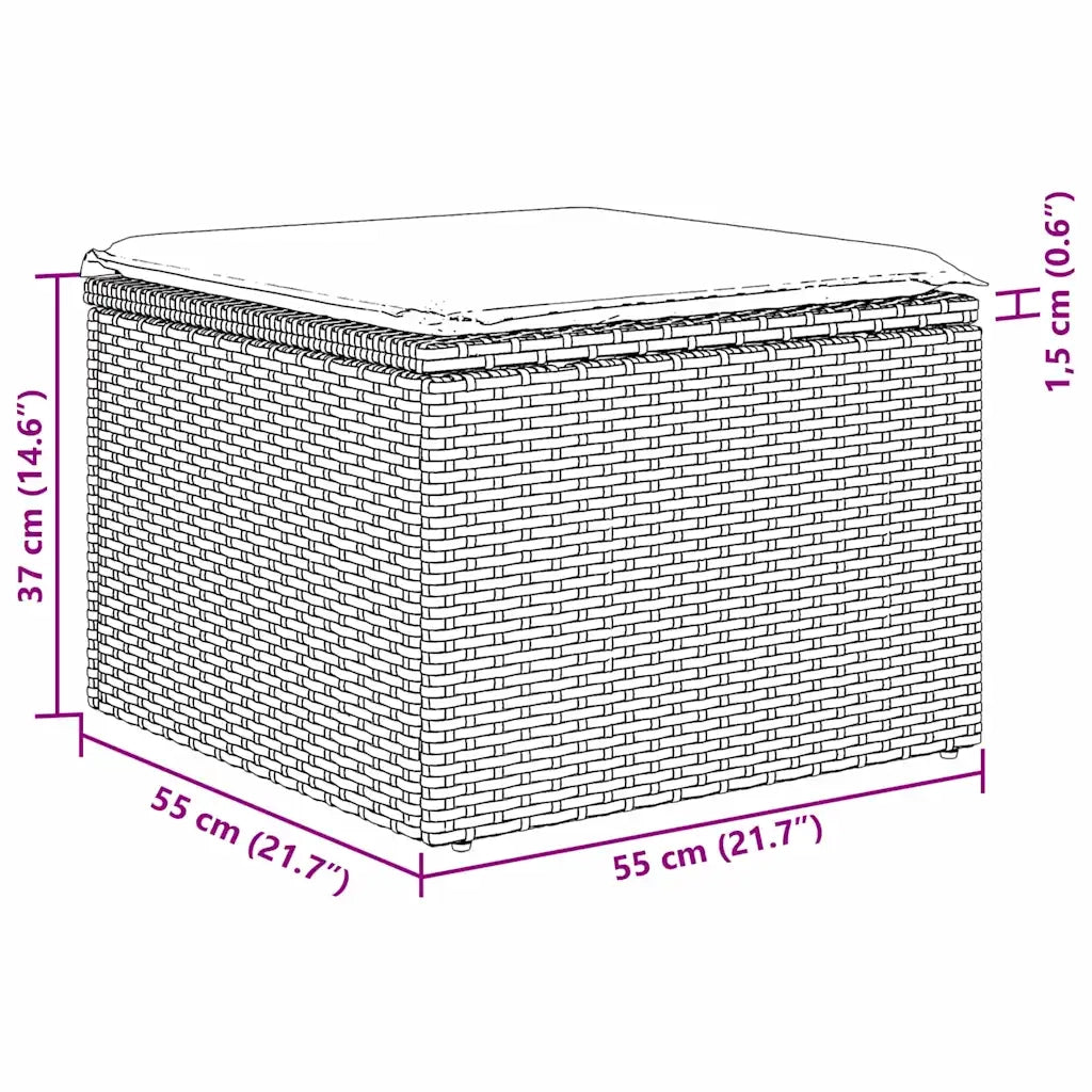 Set Divano da Giardino con cuscino 6 pcs Grigio polyrattan 3345469