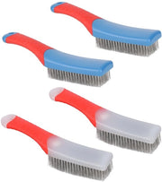Set di spazzole a filo 4pz - Acciaio Inossidabile - Maniglia Ergonomica - Resistente - Attrezzatura di Pulizia - 16x3,5 cm - Spazzola per Pulizia