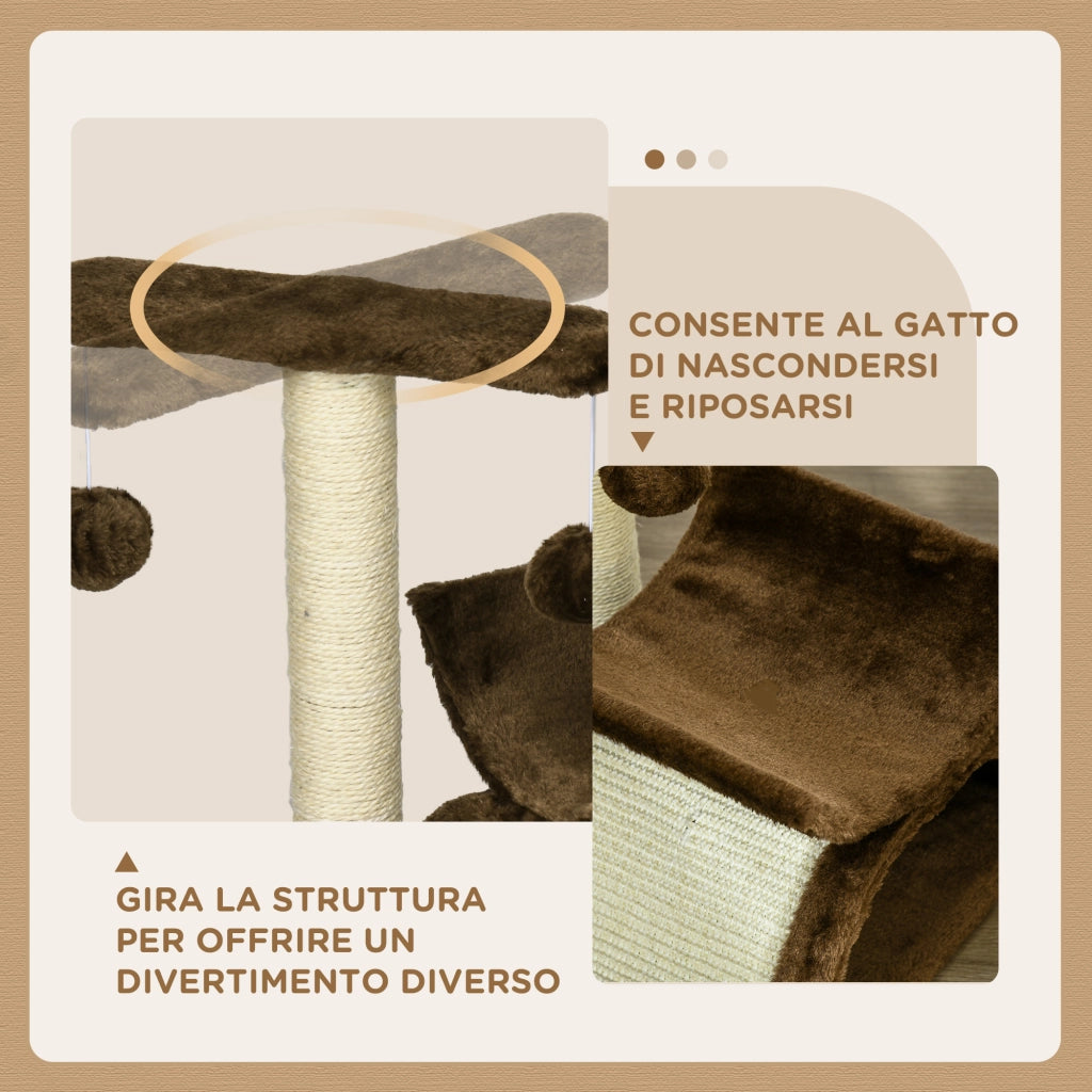 Albero per Gatti con Cuccia e Palline ¨C Zephmum ¨C Naturale Altezza 43cm