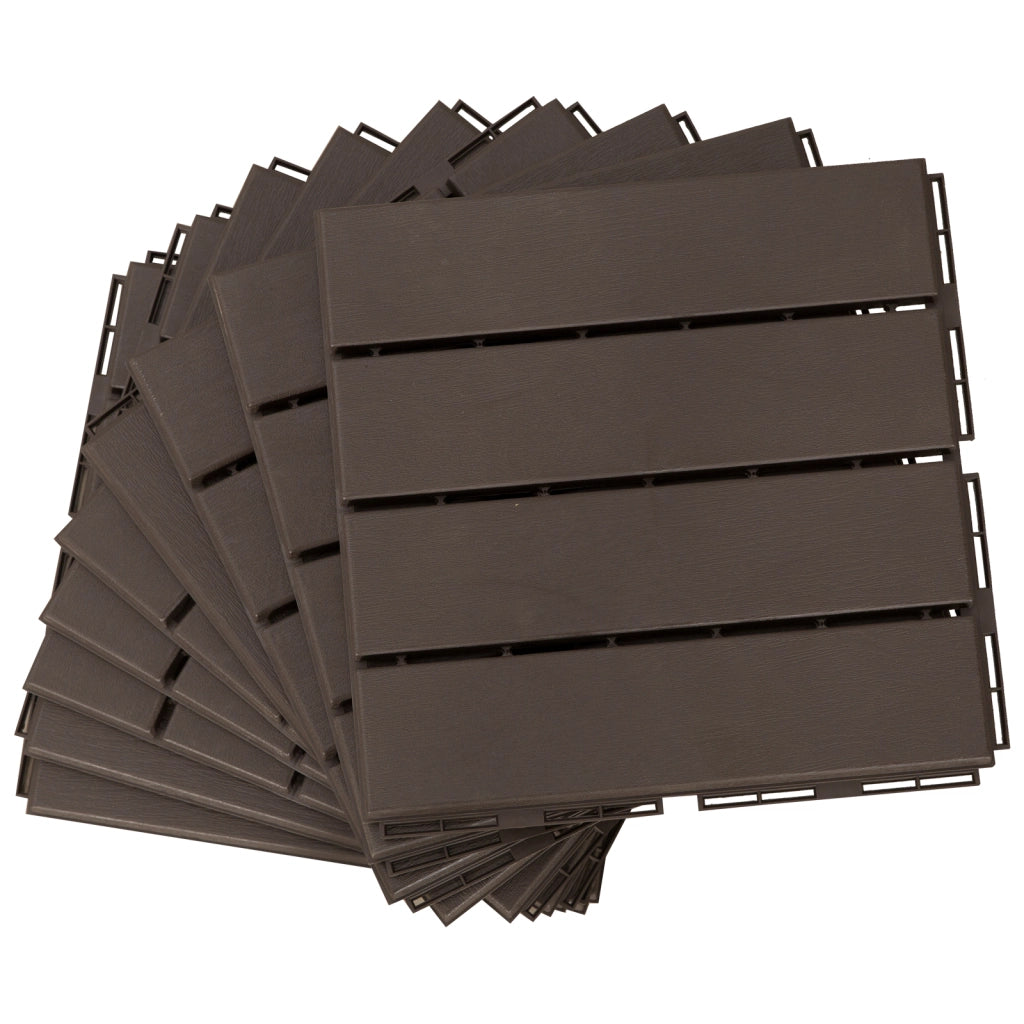 Piastrelle da giardino - Xylo - Set 9 pezzi polipropilene effetto legno marrone