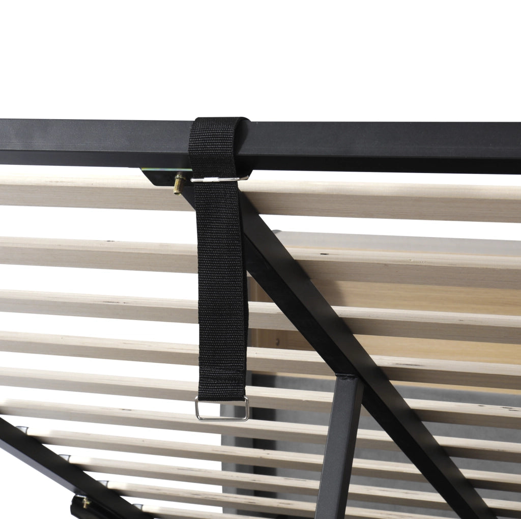 Letto imbottito 140x200 cm con contenitore idraulico, LED e porte USB