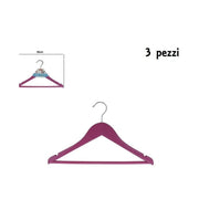 Trade Shop - Set 3 Grucce Stampelle Appendiabito Legno Rosa Vestiti Pantaloni Giacche -