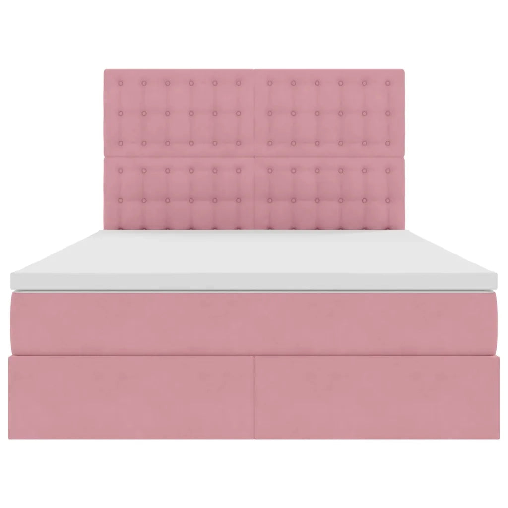 Letto con contenitore e materasso Rosa 140 x 200 cm Velluto 3372158