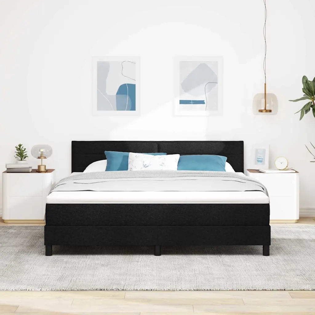 Letto a molle con materasso con led Nero 180 x 200 cm Tessuto