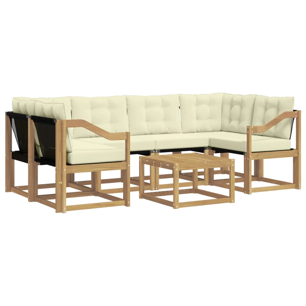 Set di divani da esterno 7 pz Bianco e Crema 3389268