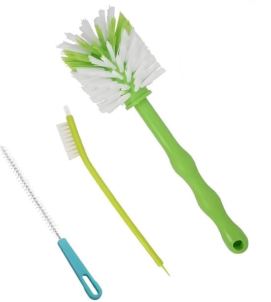 Set di spazzole di pulizia 3 pezzi - Spazzola a lama - Spazzola per macchina del caffè di pulizia - Materiale plastico - Setole in nylon - Ideale per la pulizia domestica