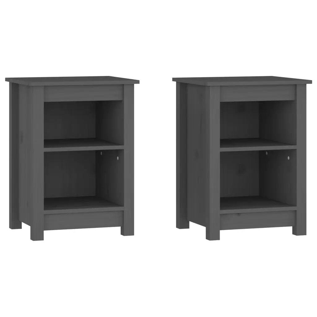 Comodini 2 pz-Set di 2 Tavolino da notte Grigi 40x35x55 cm in Legno Massello di Pino 332328