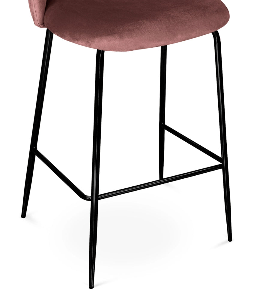 Sgabello cucina imbottito, sgabello alto in velluto rosso mattone piede nero – Nicole - SG36NIPN