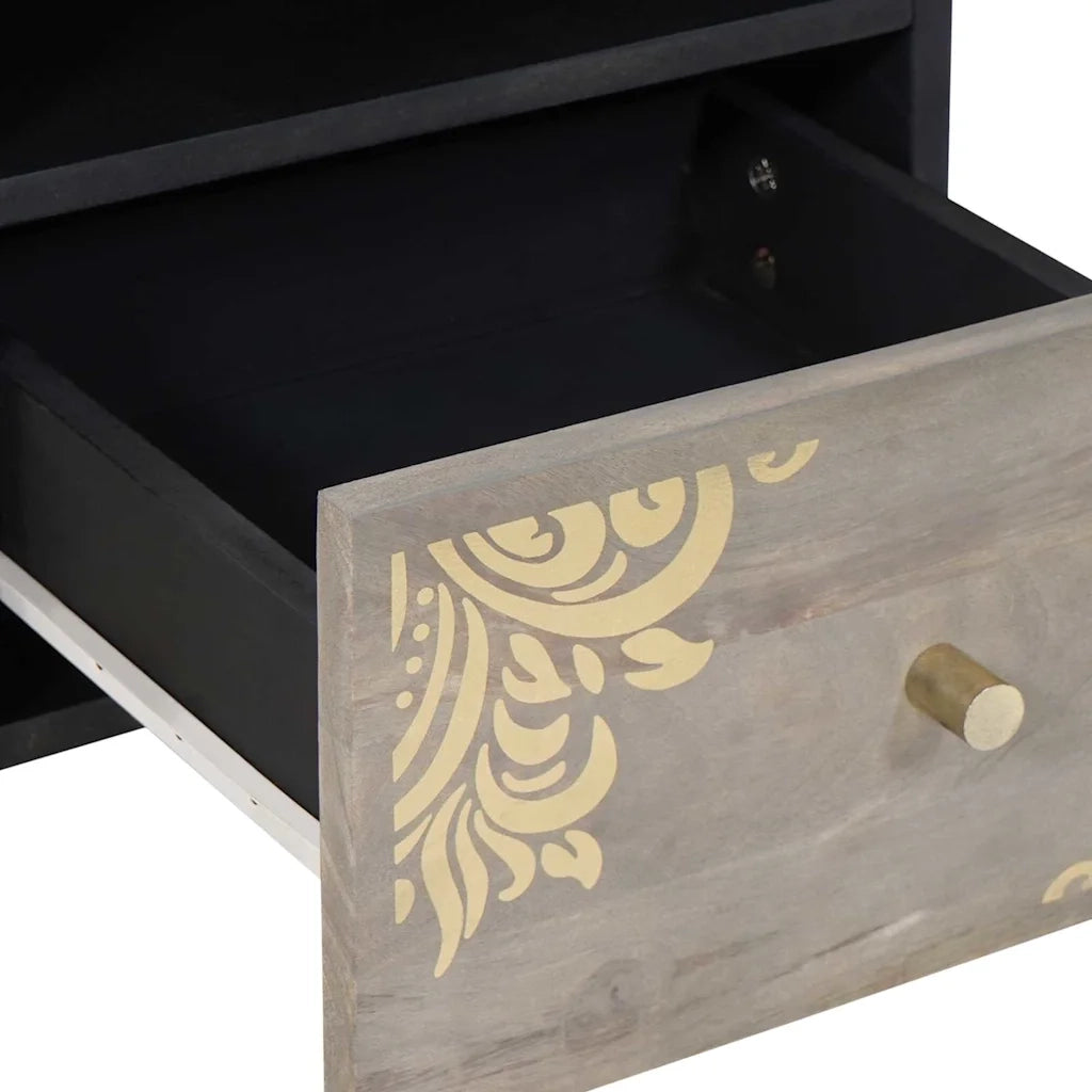 Mobile TV-Credenza TV-Console TV Grigio 70 x 33 x 46 cm Legno di mango massello