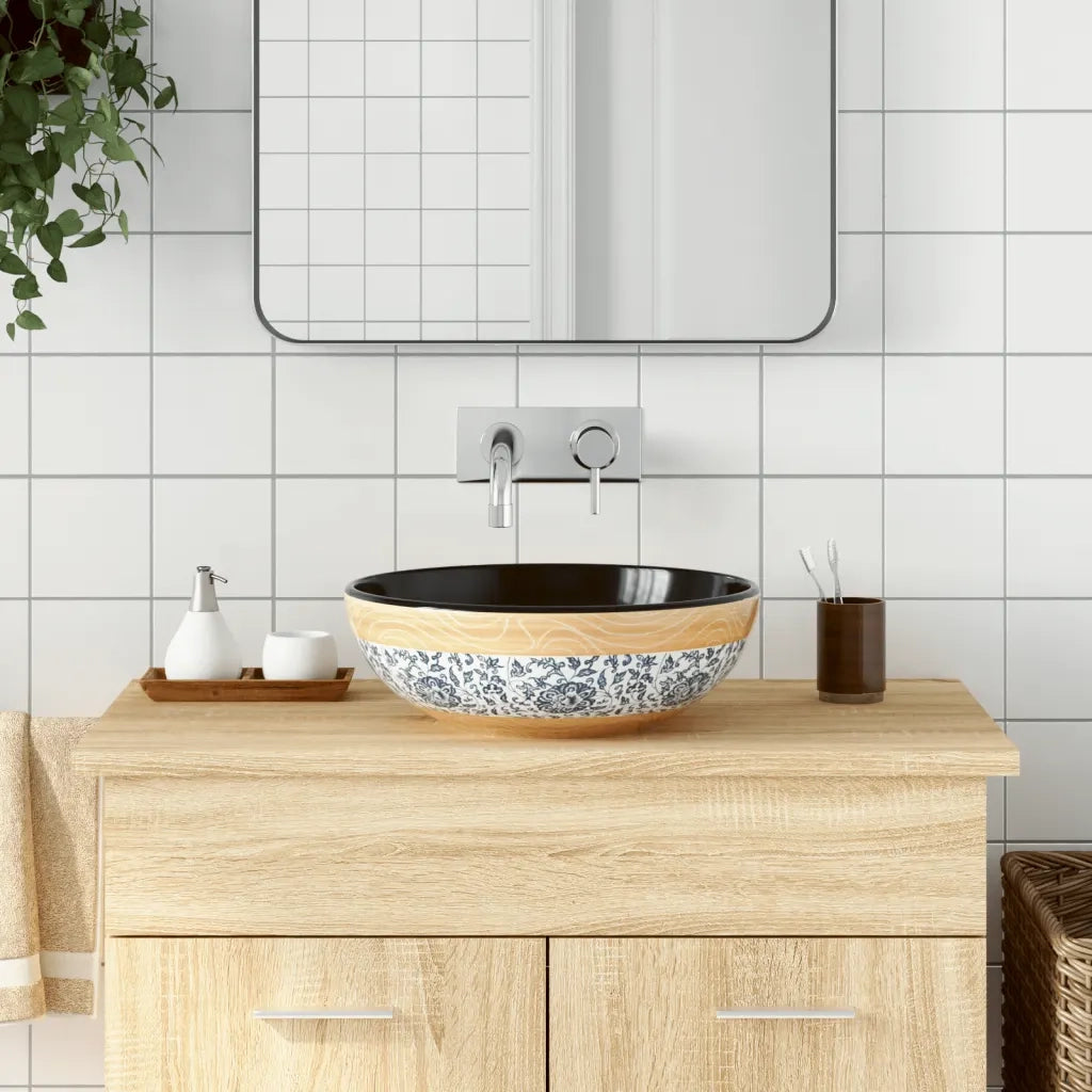 Lavabo da Appoggio-Lavandino-Lavello Multicolore Rotondo ¦µ41x14 cm Ceramica 930127