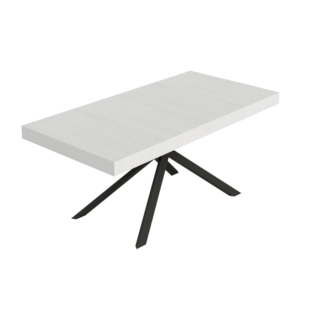 Tavolo allungabile 200/304x90 cm Niket bianco frassino gambe antracite