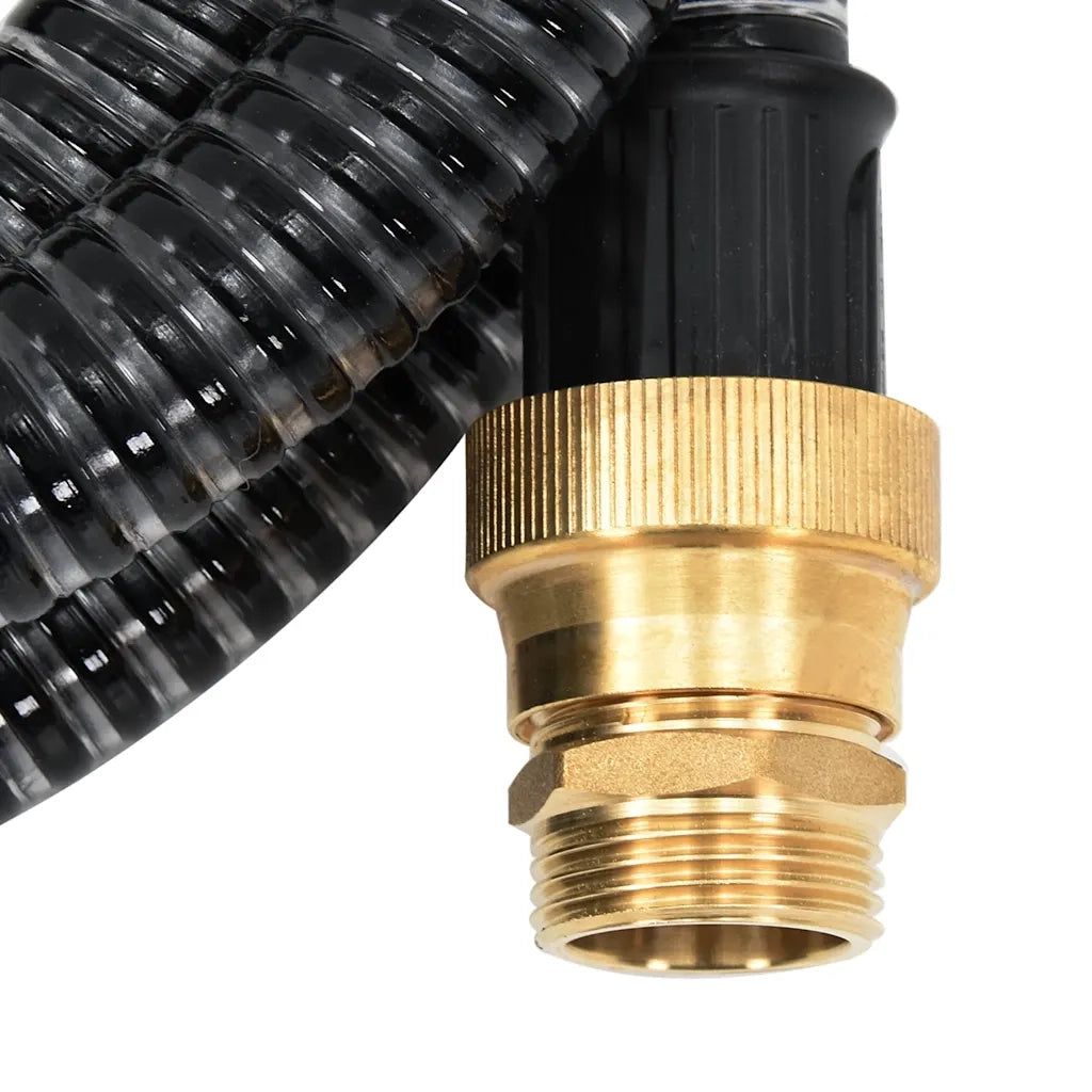 Tubo di Aspirazione con Raccordi in Ottone Nero 1,1" 7 m PVC 151061