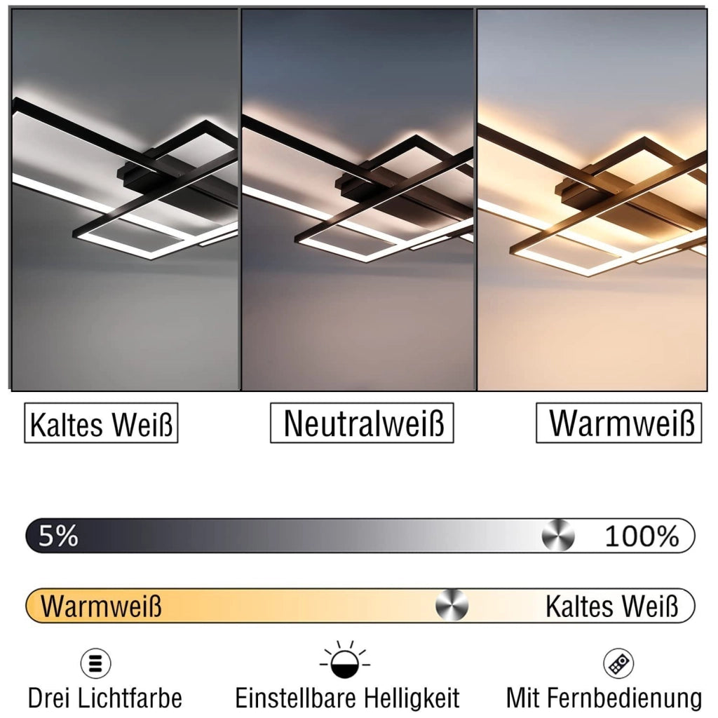 ZMH Lampada da soffitto LED moderna geometrica rettangolare 100cm per soggiorno camera