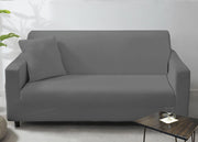 Copridivano Antimacchia Elasticizzato Penisola Componibile Tinta Unita Modello Perfetto - 3+3 - Grigio Scuro