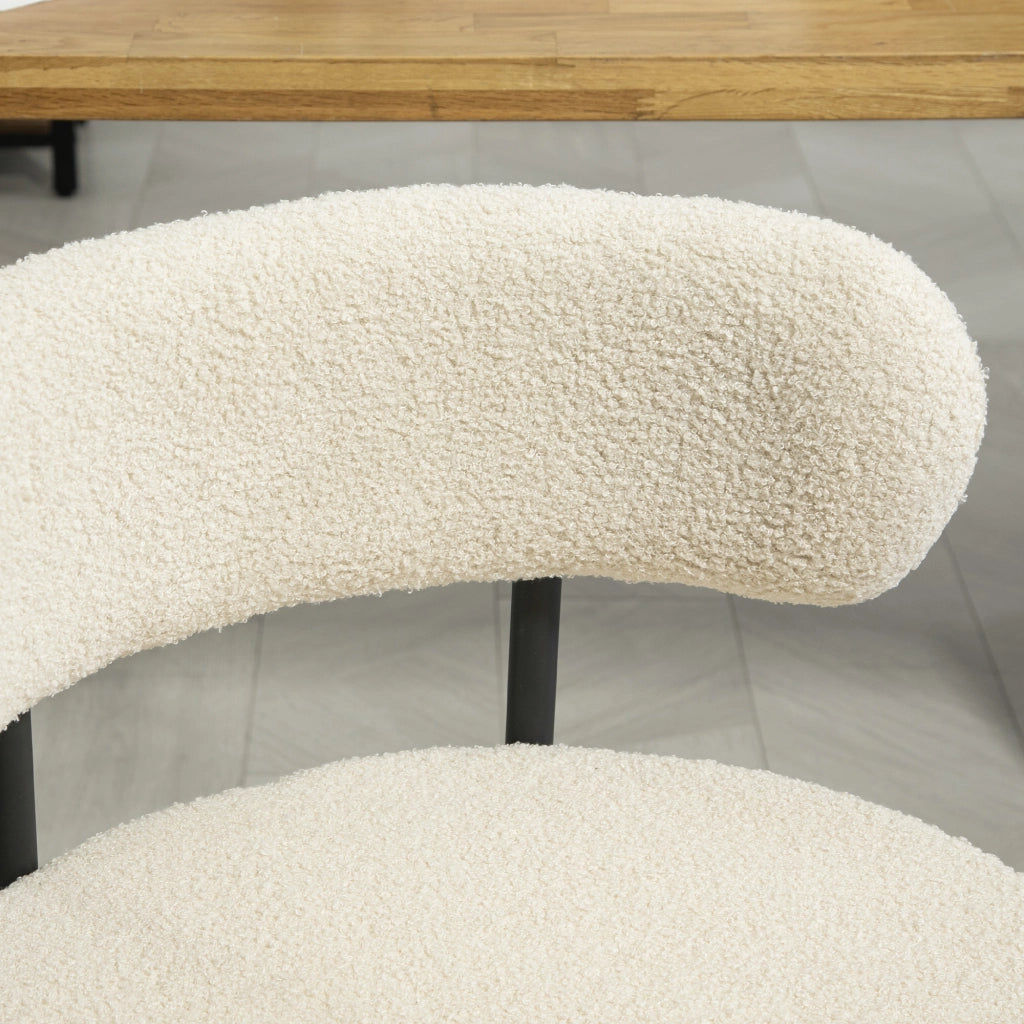 Set 2 Sedie da Pranzo Imbottite ¨C Xylo ¨C Tessuto Beige, Gambe in Metallo Nero, 51x51x76 cm