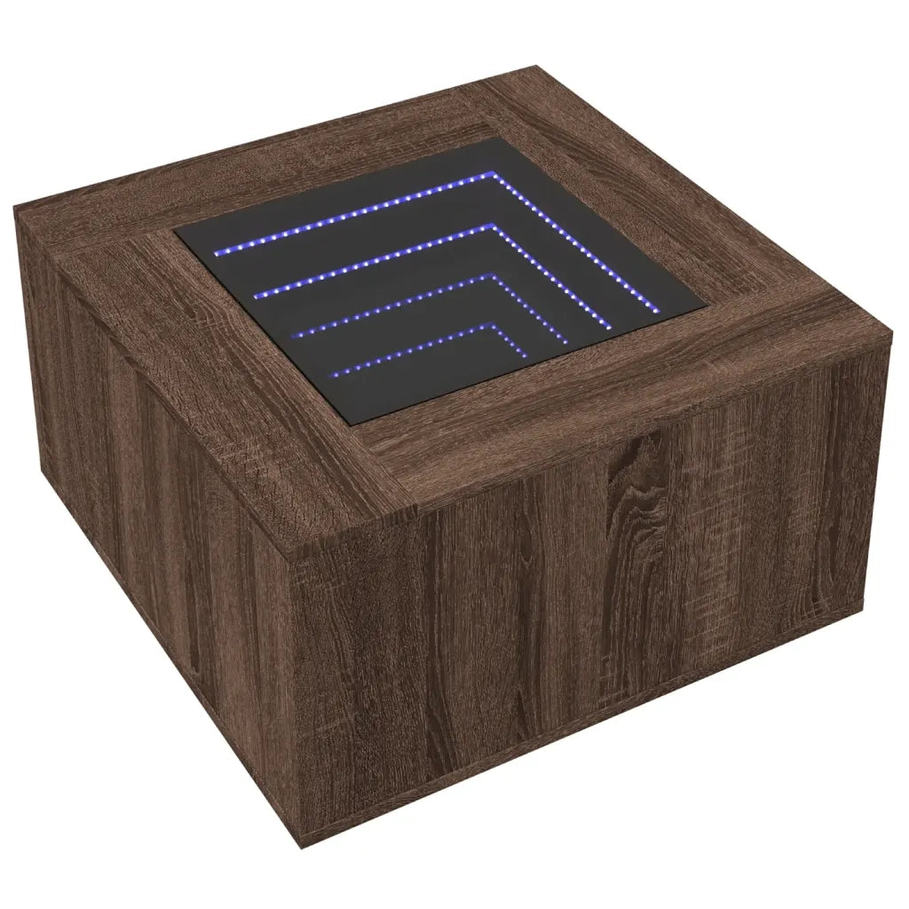 Tavolino Salotto con LED-Tavolino da soggiorno-Tavolo Rovere Marrone 60x60x40 cm Multistrato