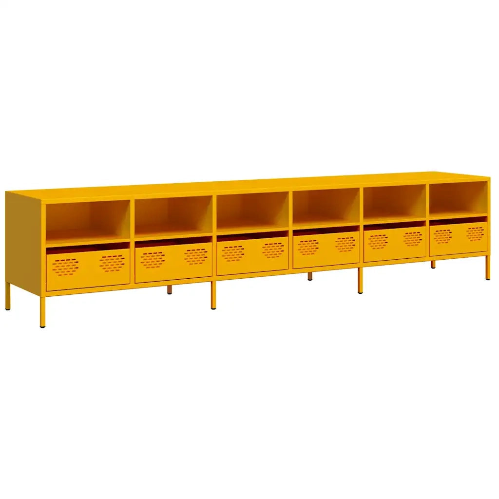 Mobile TV-Credenza TV-Console TV Giallo Senape 202x39x43,5cm Acciaio Laminato a Freddo 532765