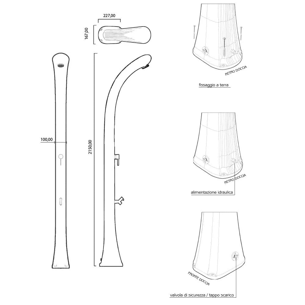 Doccia Solare da Esterno Giardino 20L Miscelatore Arkema Happy One Ruby