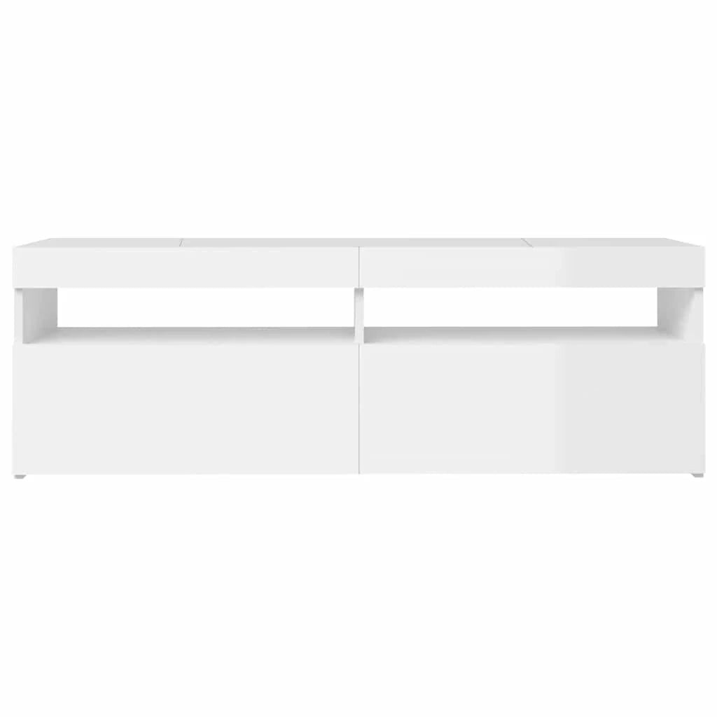 Mobile TV multimediale mensola TV credenza mobile TV per sala da pranzo soggiorno camera da letto con luci LED finitura lucida 120 x 35 x 40 cm bianco 02_0026636
