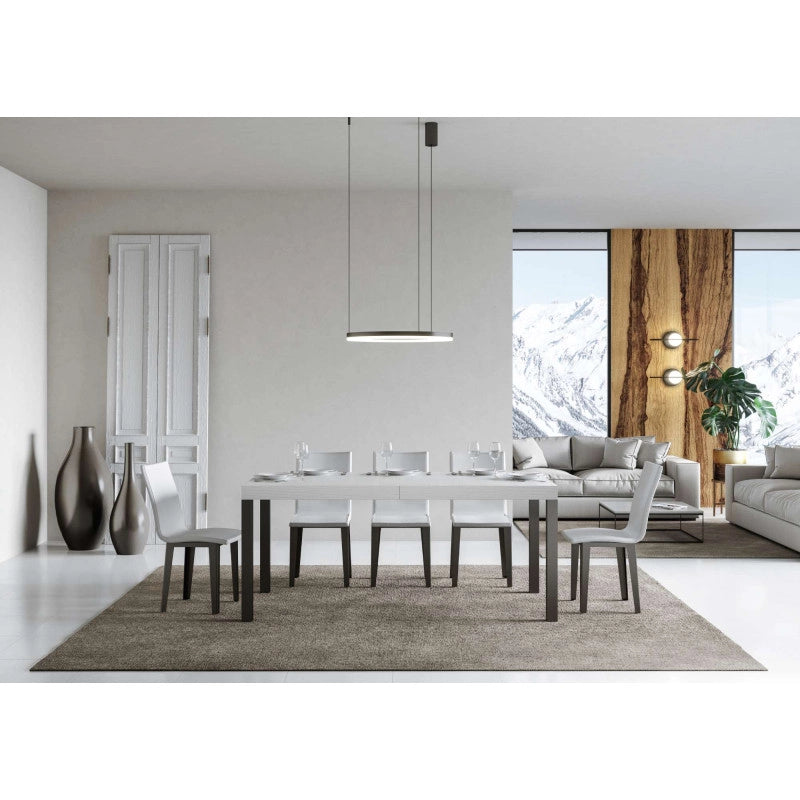Tavolo allungabile 200/460x90 cm Everyday Premium telaio Antracite - Bianco Frassino