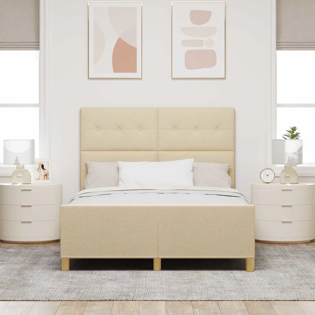 Struttura del letto con testiera Crema 160 x 200 cm Tessuto 3344744