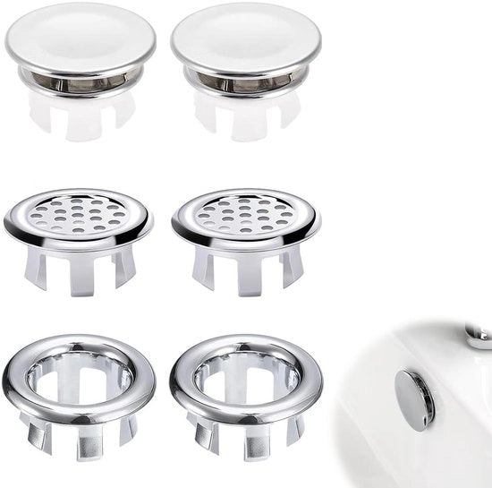 Set di tubi di scarico 6 pezzi - tubi di scarico per lavandino - dispositivo di arresto di scarico - progetto a forma rotonda - acciaio inossidabile - materiale duraturo