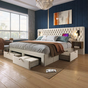 letto imbottito velluto beige 160 x 200 cm