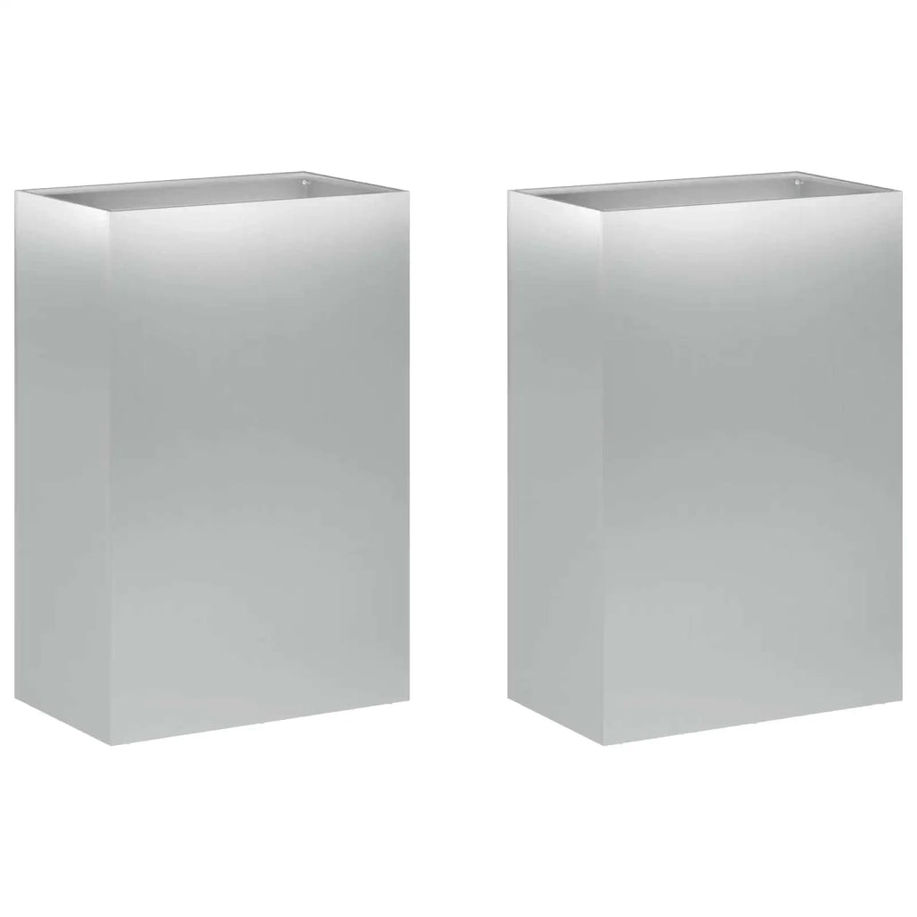 Vaso da giardino 2 pz Argento 50 x 40 x 75 cm Acciaio zincato 8005677