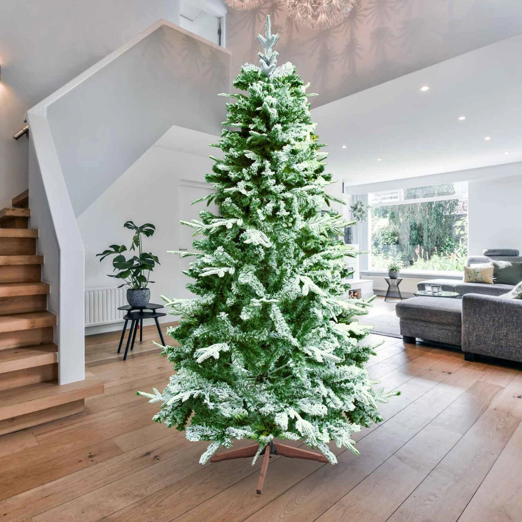 Donder - Albero di Natale innevato effetto realistico in PE e PVC ø140x270H, 1800 rami