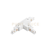 LED-RAIL-T-SX1-BCO CONNESSIONE A T SINISTRA ENTRATA L N + CAVO DI TERRA PER BINARIO TRIFASE RAIL BIANCO