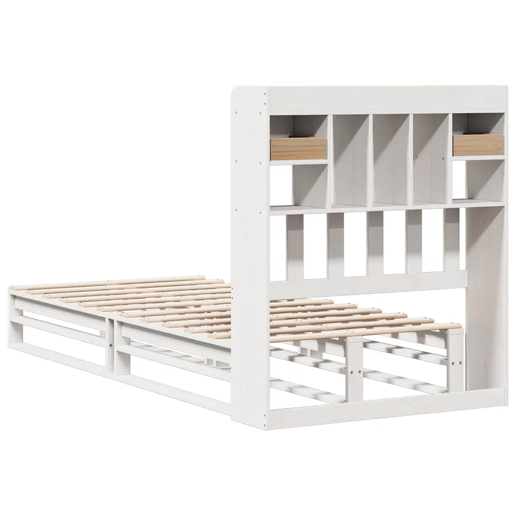Letto Libreria senza Materasso Bianca 90x200 cm Legno di Pino 3323951