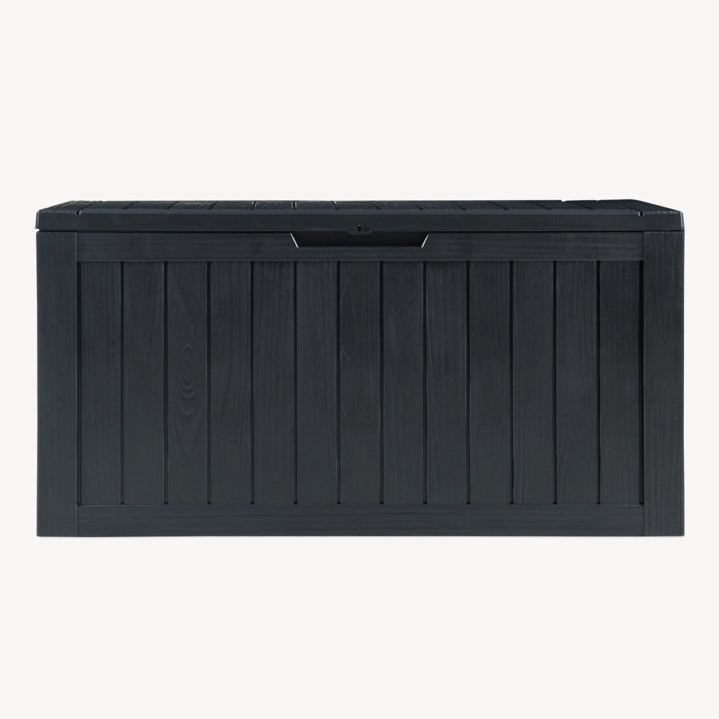 Baule da Giardino Vades Contenitore Multiuso 117 x 47 x 59 cm - Nero, Effetto Legno casa.pro