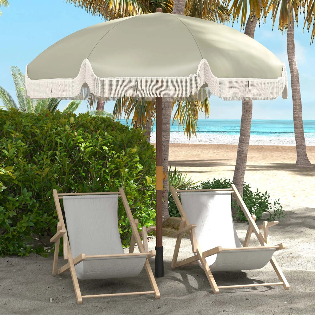 Ombrellone da Giardino con Frange ¨C Minimal ¨C Verde ?190x210 cm