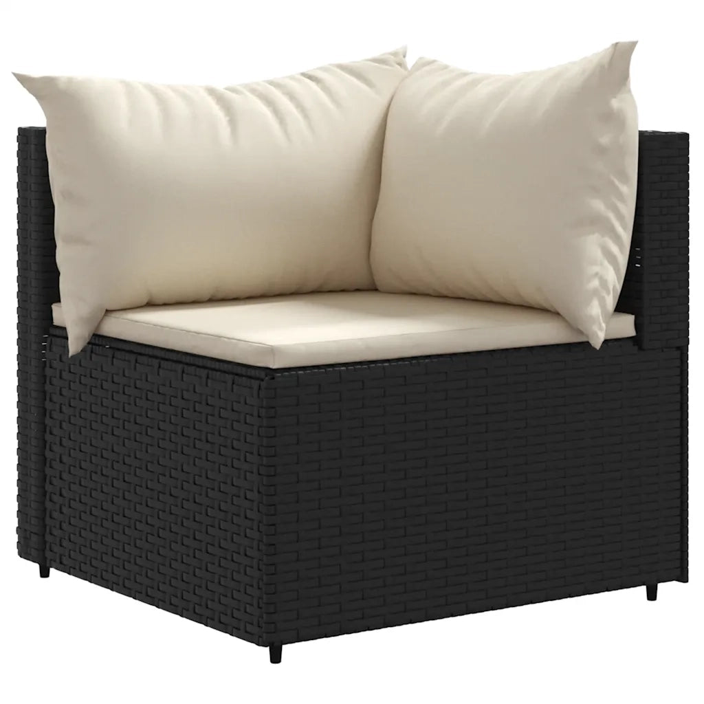 Set Mobili da Giardino con Cuscini 8 pz Nero in Polyrattan