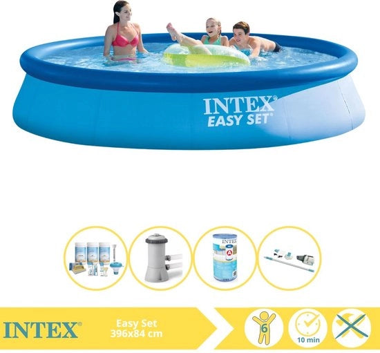 Piscina Easy Set - Piscina Inflabile - 396x84 cm - Incluso Kit di Manutenzione, Filtro e Aspirapolvere