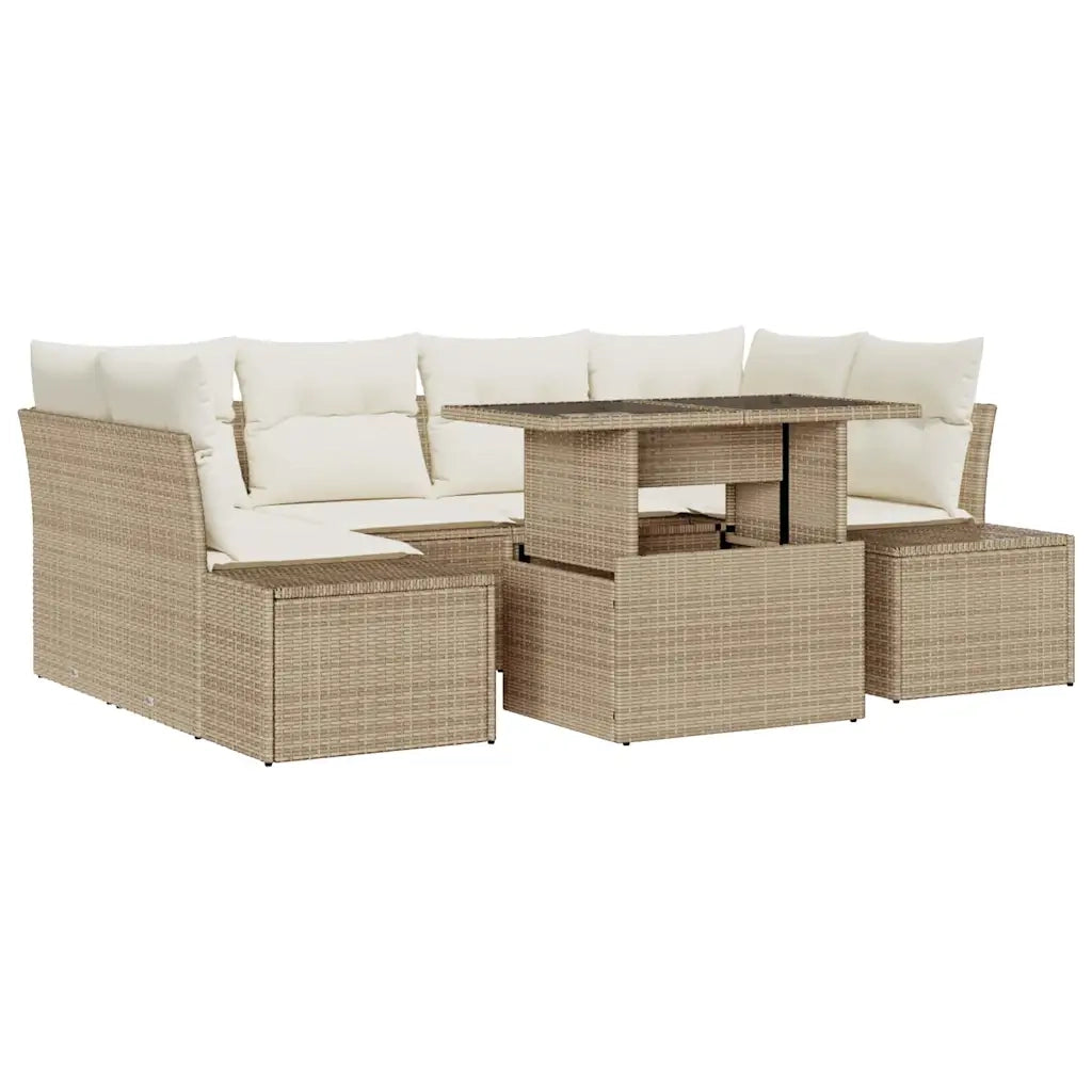Set Divano da Giardino con cuscino 7 pcs Beige e Crema 3357854