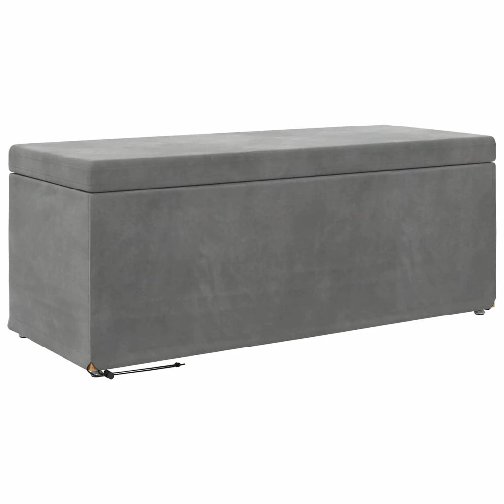 Pouf Grigio scuro Velluto e Legno Ingegnerizzato 876796