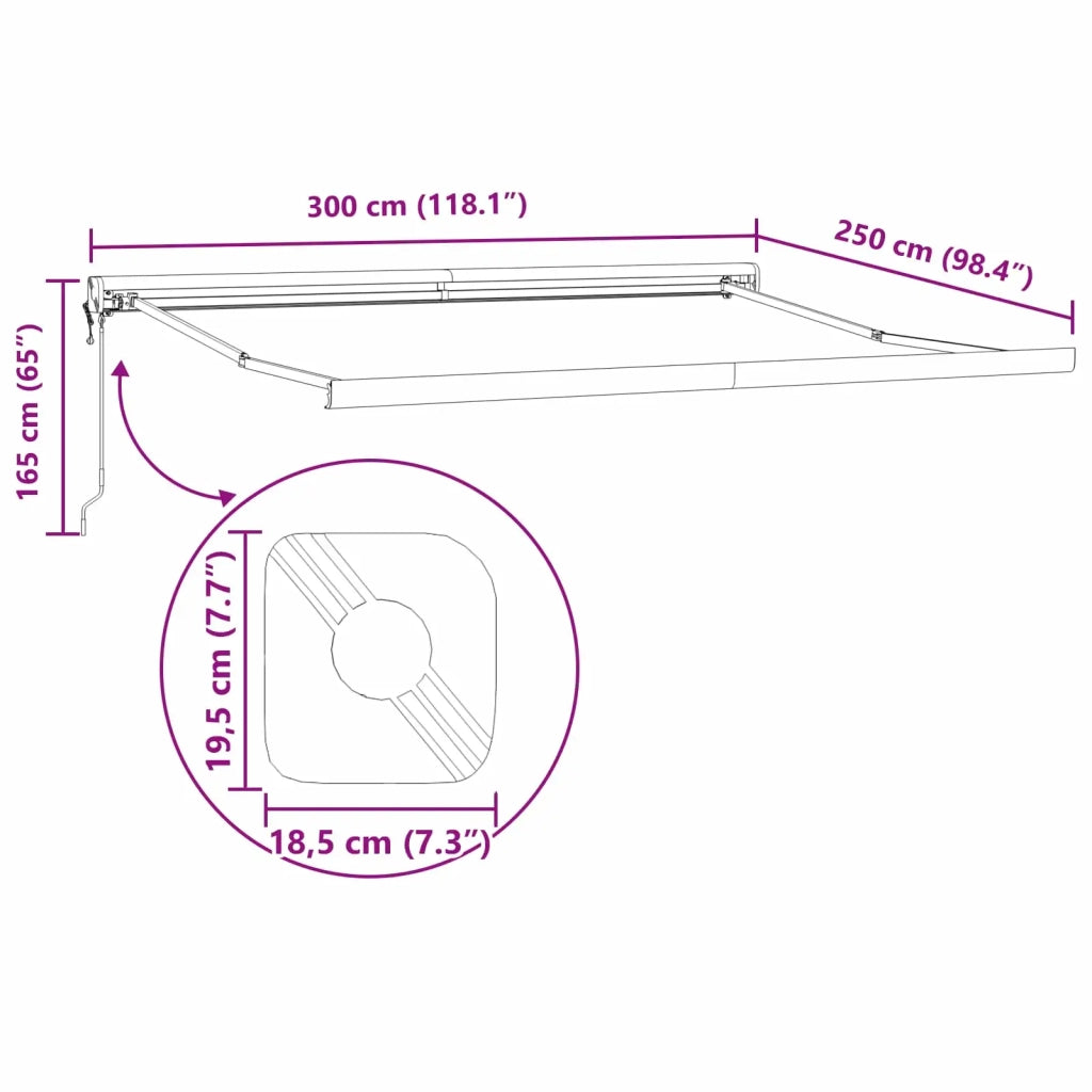 Tenda da Sole Bianco 300 x 250 x 165 cm Poliestere e Alluminio 3330082