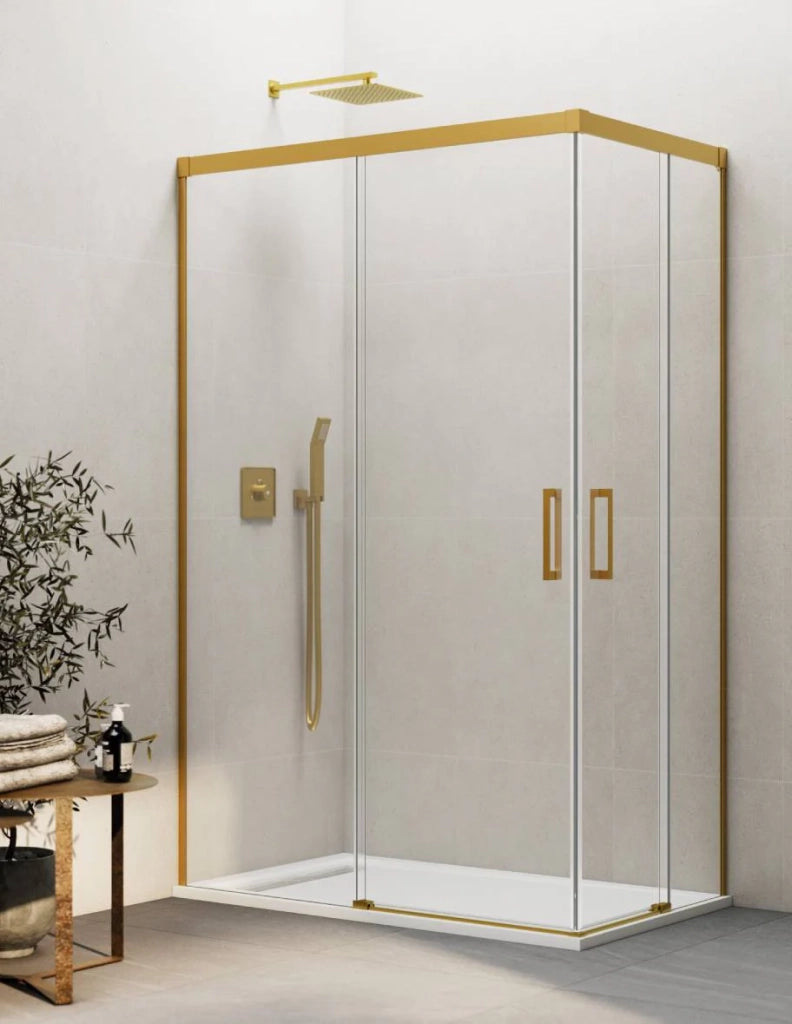 Box doccia ingresso angolare 2+2 THALASSA (BASIC) 100x75 cm Oro vetro trasparente
