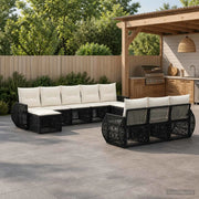 Set Divano da Giardino 10 pz Nero e Bianco Crema polyrattan 3435550