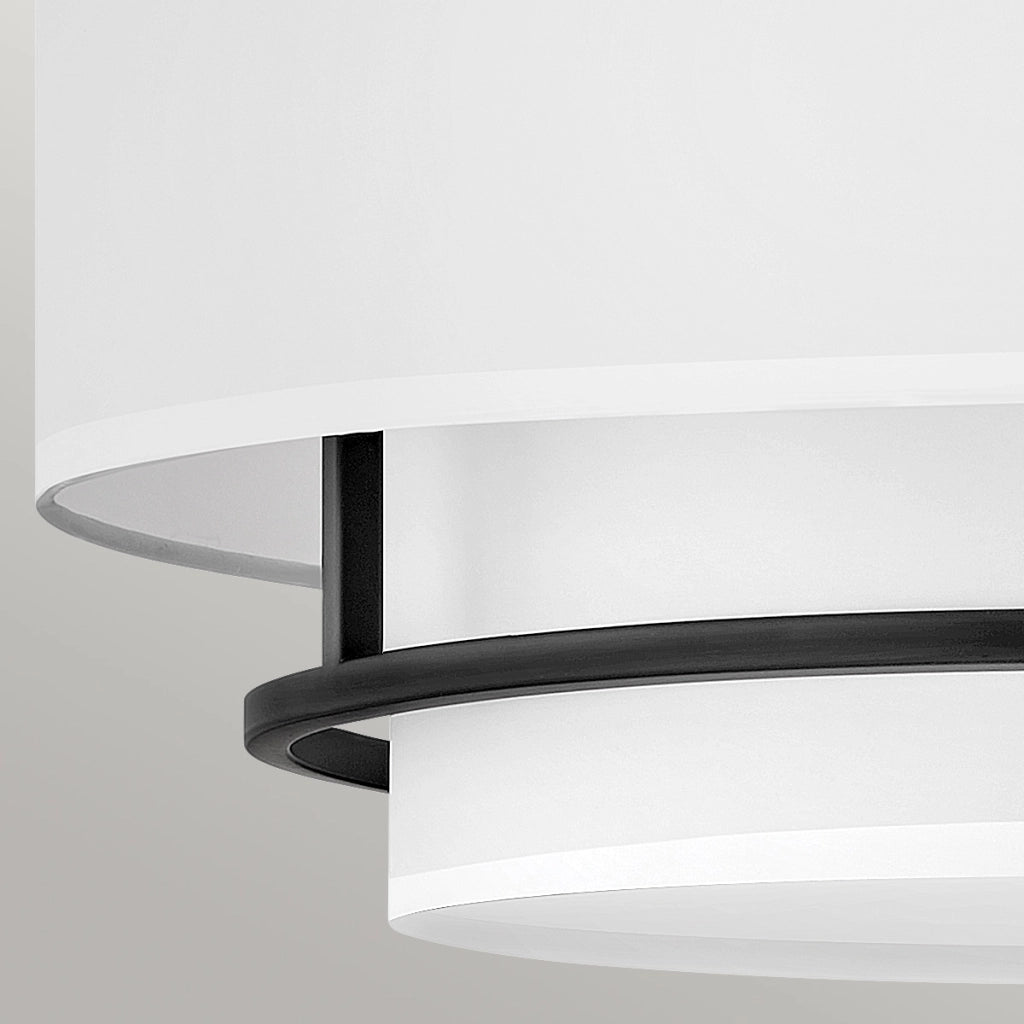 Plafoniera Hinkley Graham nero/bianco 4xE14 Ø58cm tessuto